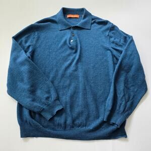 Blue Italy Sette Ponti 100% Merino Wool Polo Collar Sweater Sz XL
